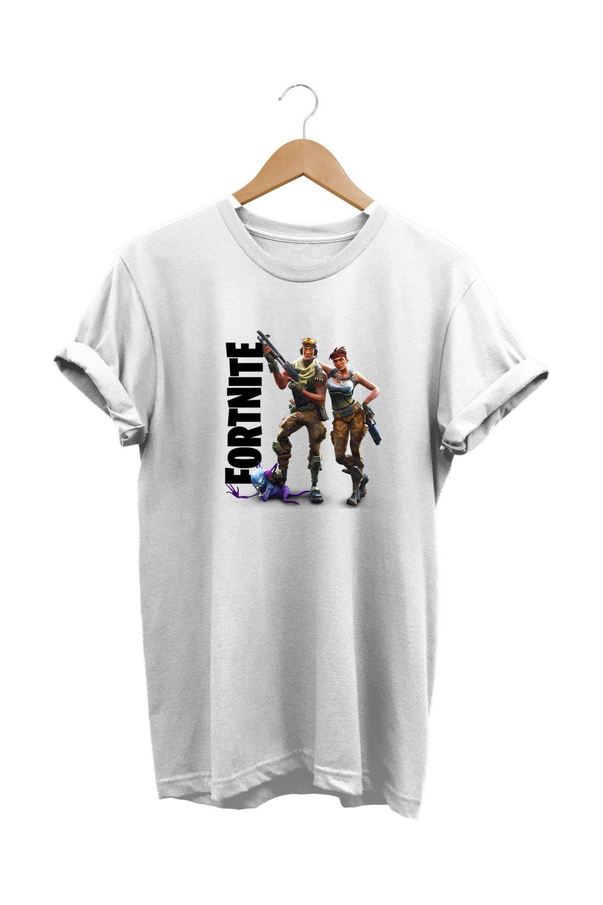 Widi Fortnite Baskılı T-Shirt Beyaz