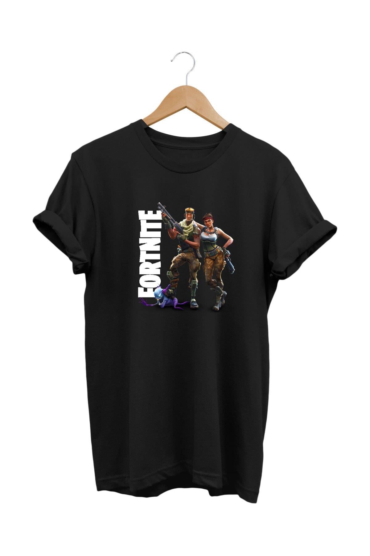 Widi Fortnite Baskılı T-Shirt Siyah