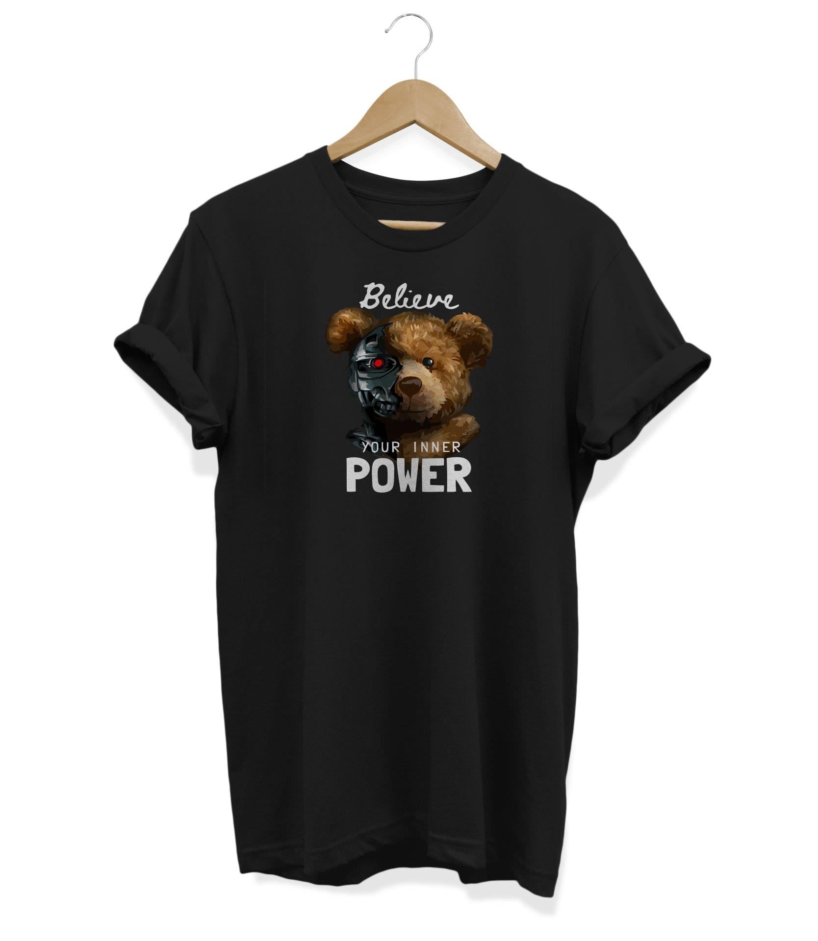 Widi Güçlü  Ayı Baskılı T-Shirt Siyah