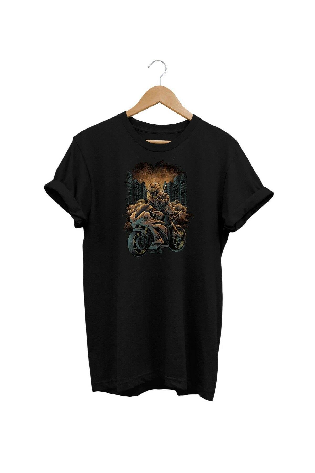 Widi Gun Motorcycle - Silahlı Motorcu Baskılı T-Shirt Renkli