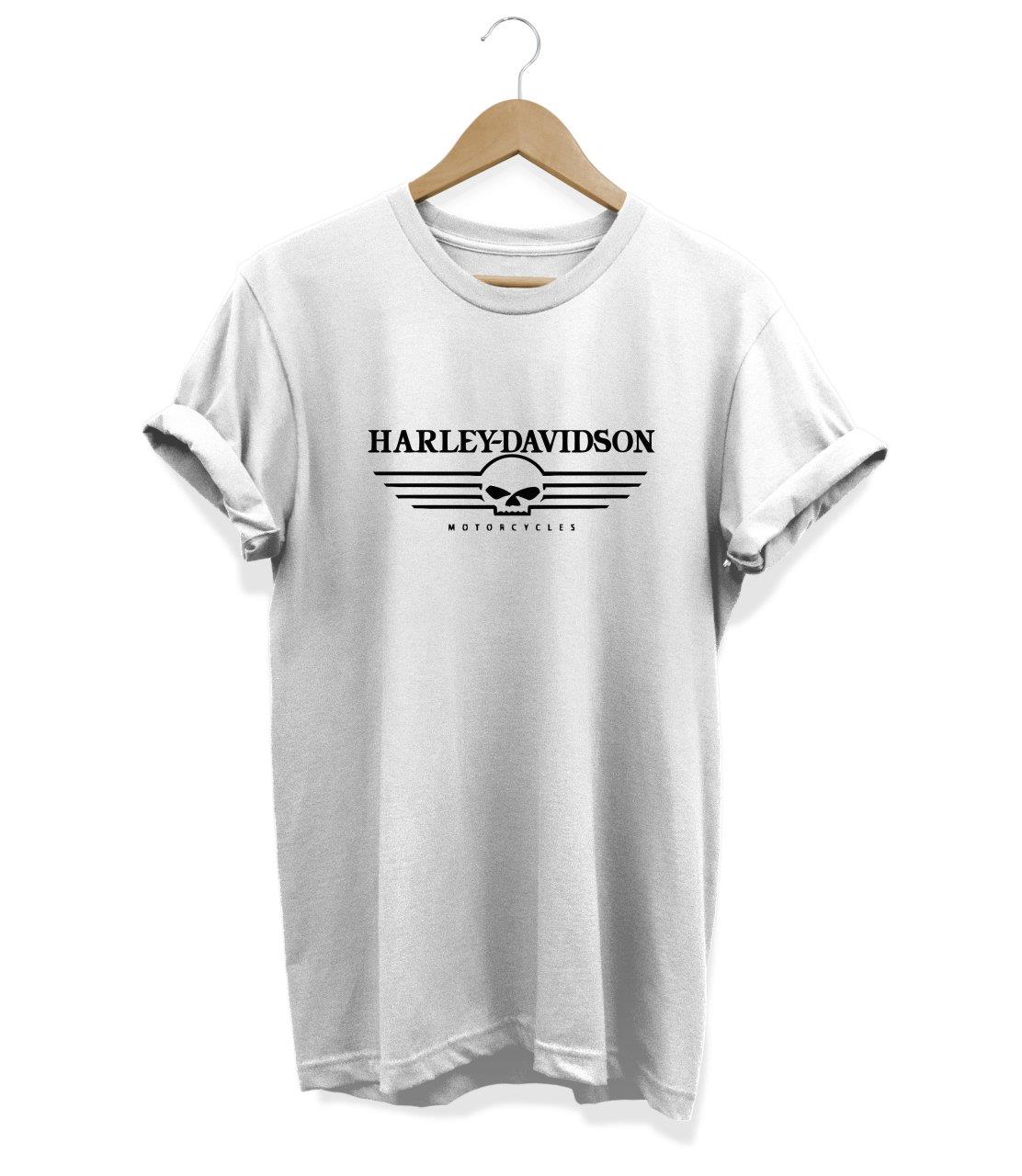 Widi Harley Davidson Baskılı T-Shirt Beyaz