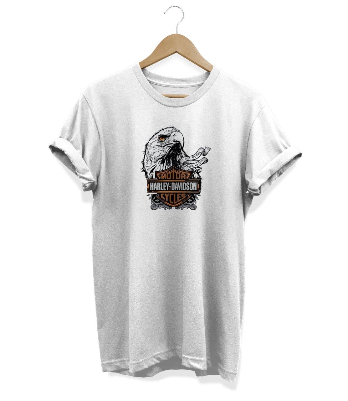 Widi Harley Davidson Baskılı T_Shirt Beyaz