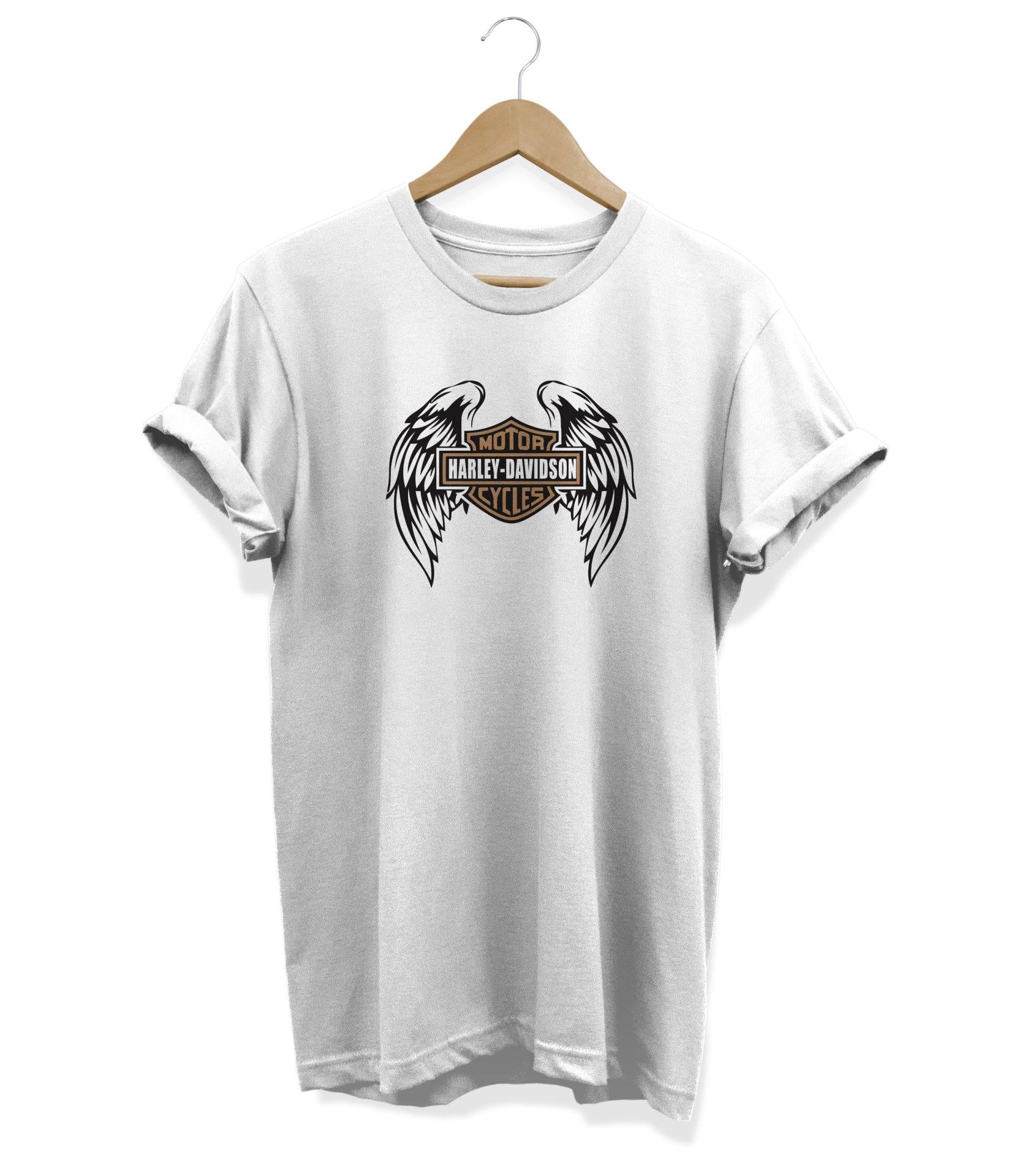 Widi Harley Davidson Baskılı T-Shirt Beyaz