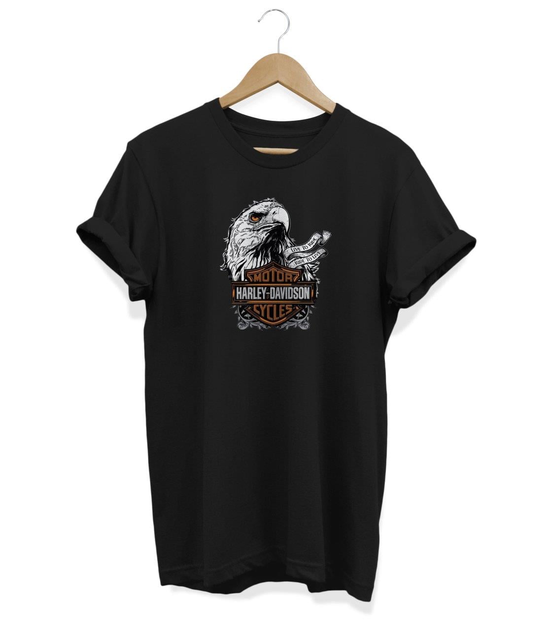 Widi Harley Davidson Baskılı T_Shirt Siyah