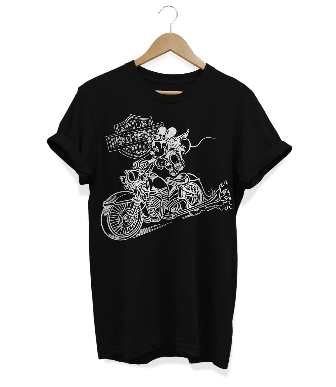 Widi Harley Davidson Mickey Baskılı T_Shirt Siyah