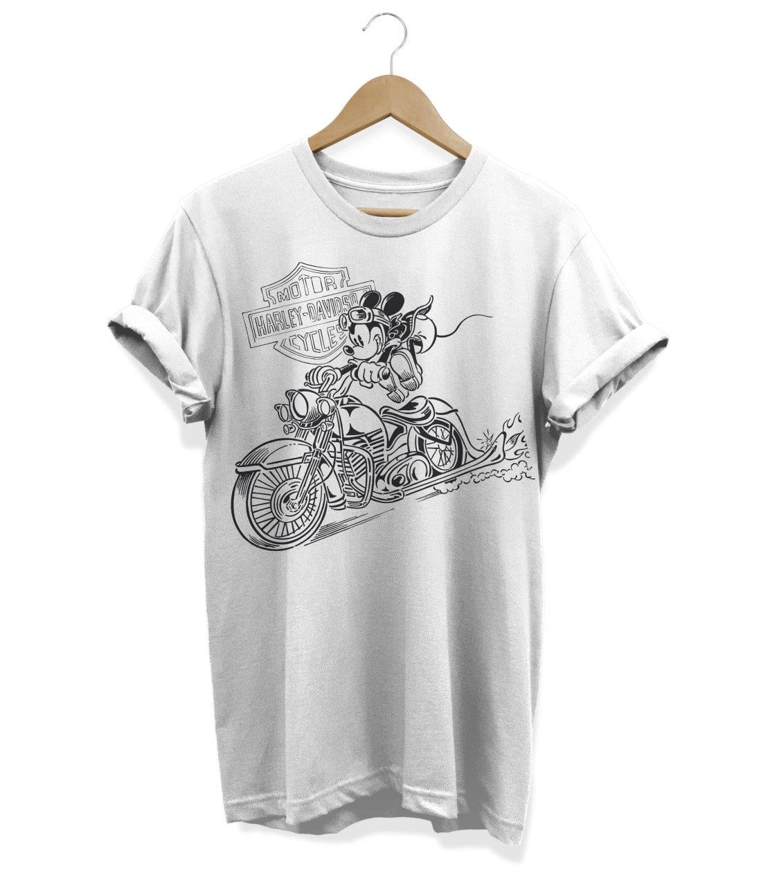 Widi Harley Davidson Mickey Baskılı T_Shirt Beyaz
