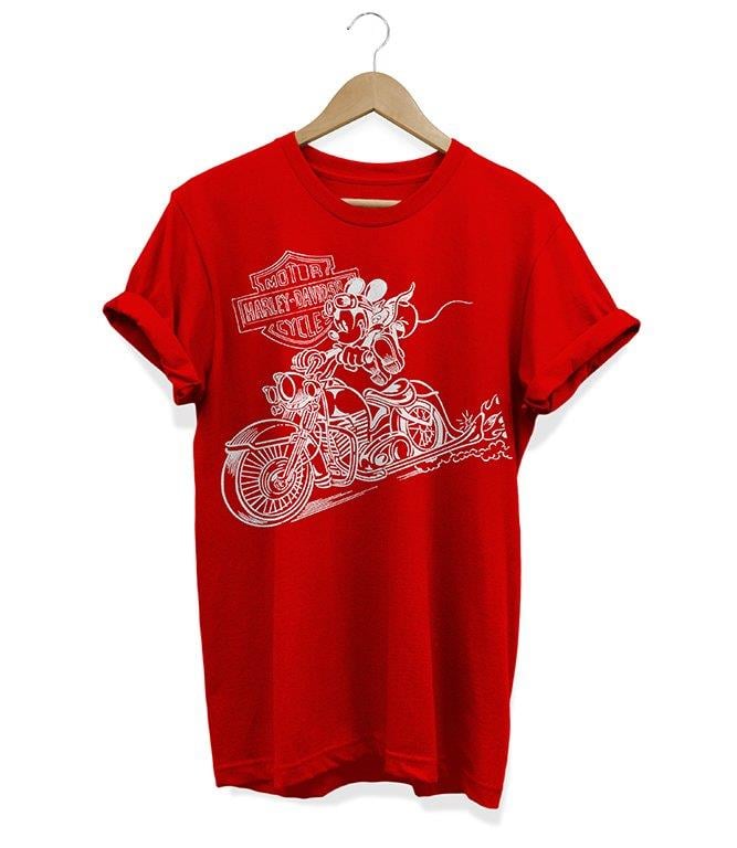 Widi Harley Davidson Mickey Baskılı T_Shirt Kırmızı