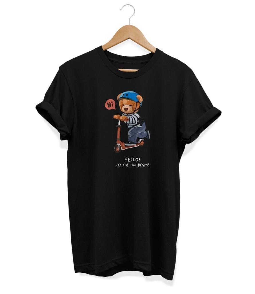 Widi Hello Baskılı T-Shirt Siyah