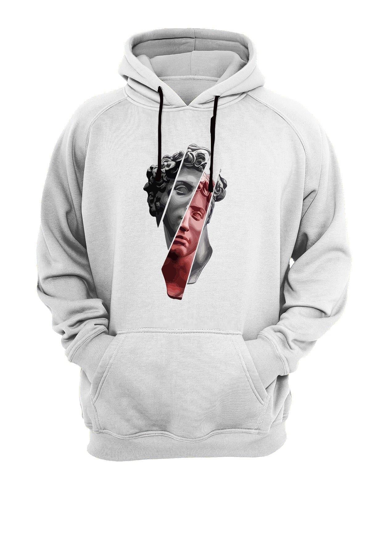 Widi Heykel Baskılı Sweatshirt Beyaz