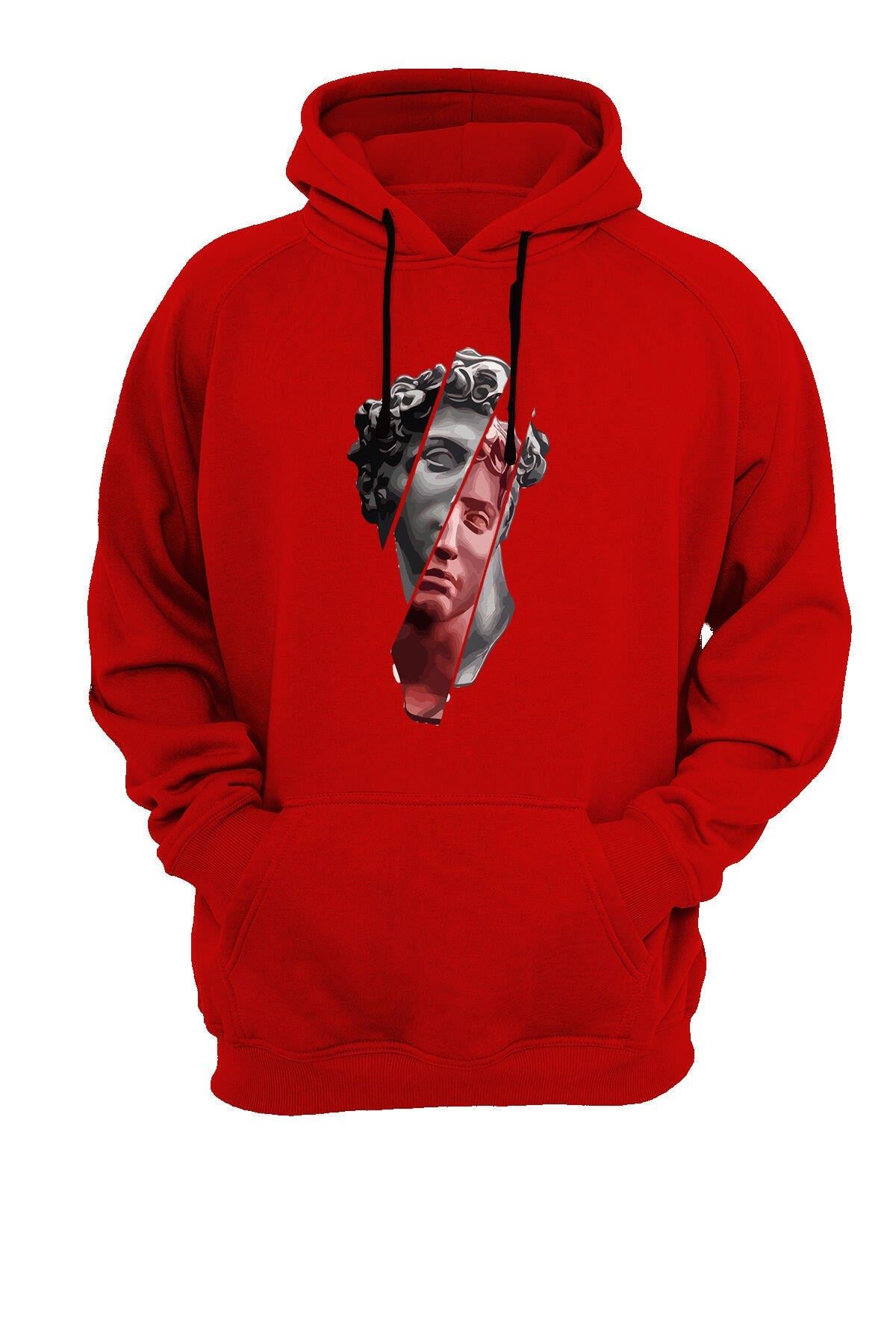 Widi Heykel Baskılı Sweatshirt Kırmızı