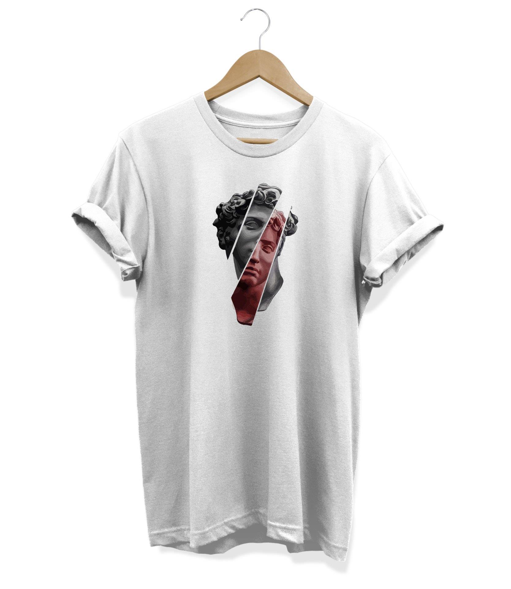 Widi Heykel Baskılı T-Shirt Beyaz