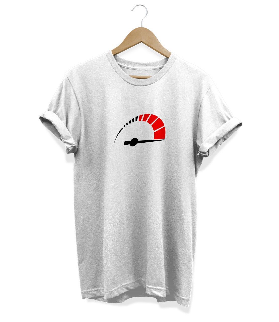 Widi Hız Göstergesi Baskılı T-Shirt Beyaz