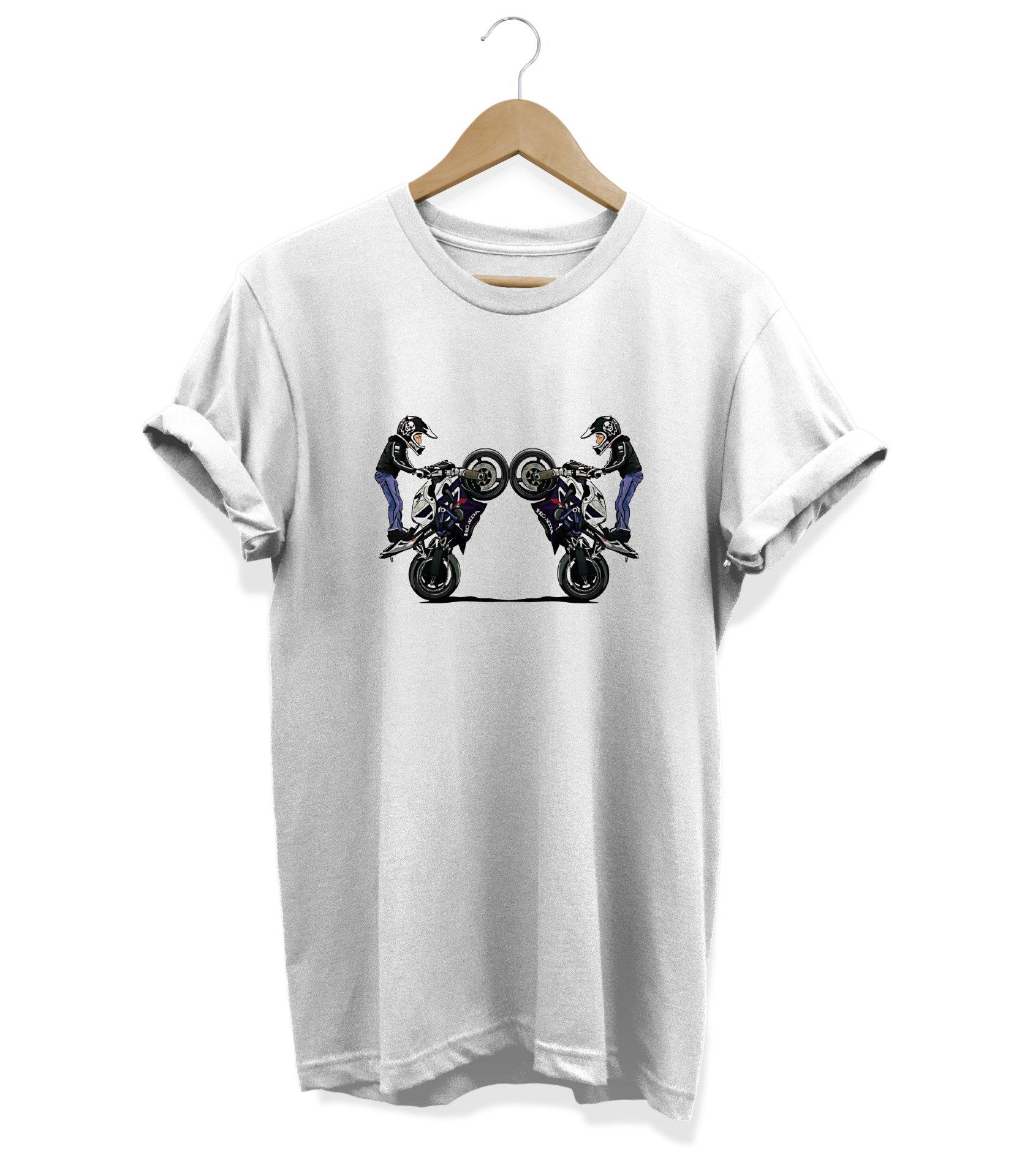 Widi Honda Baskılı T-Shirt Beyaz