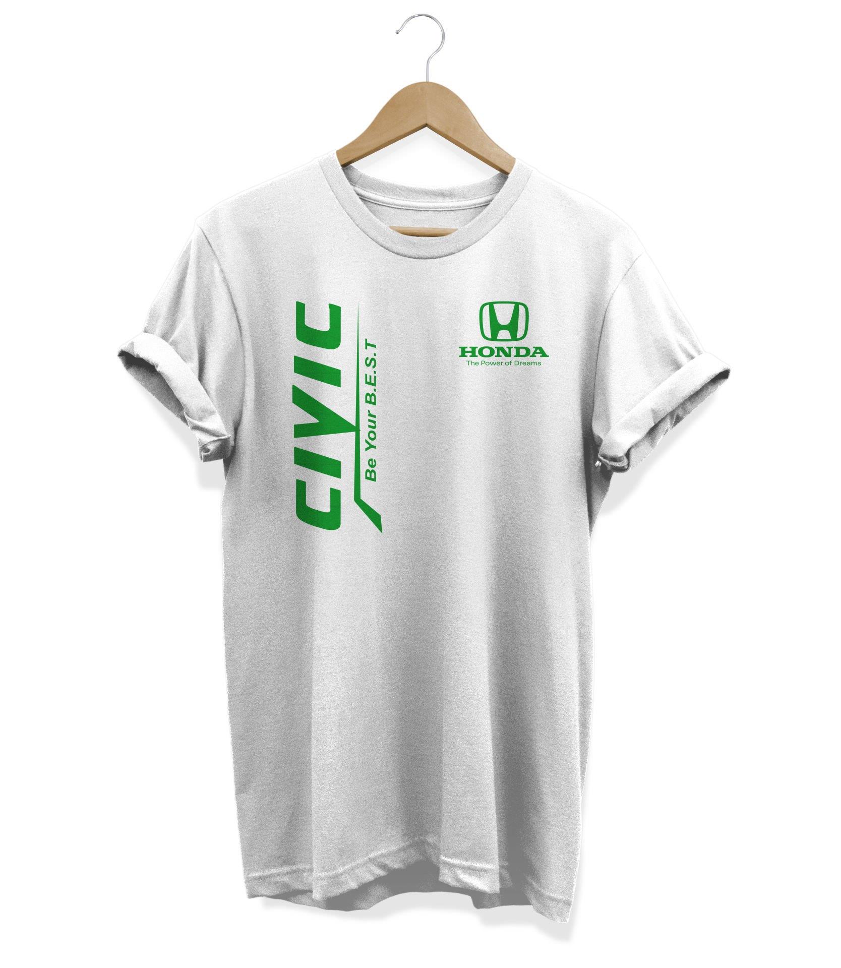 Widi Honda Civic Baskılı T-Shirt Beyaz