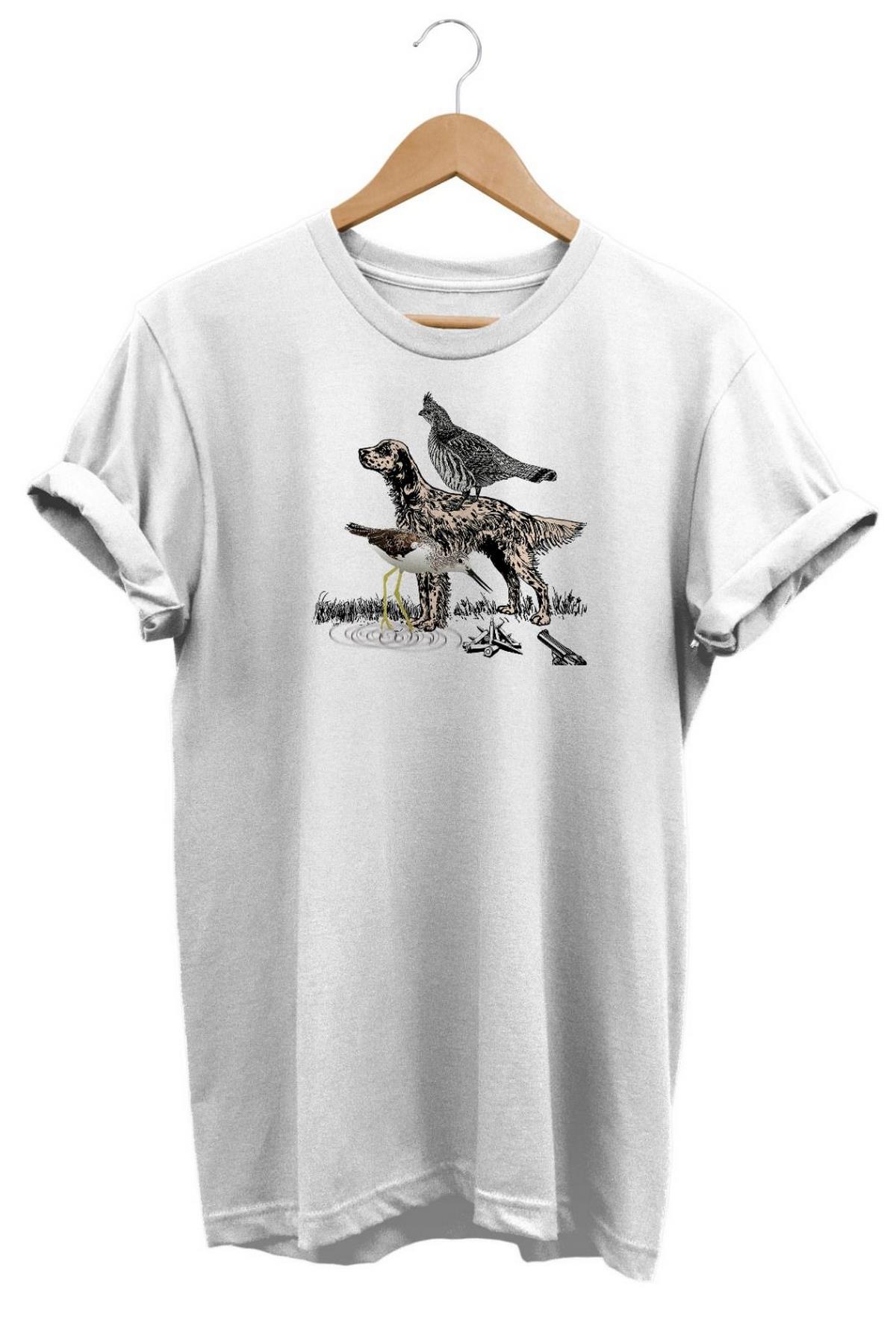 Widi Hunting Baskılı T-Shirt Beyaz
