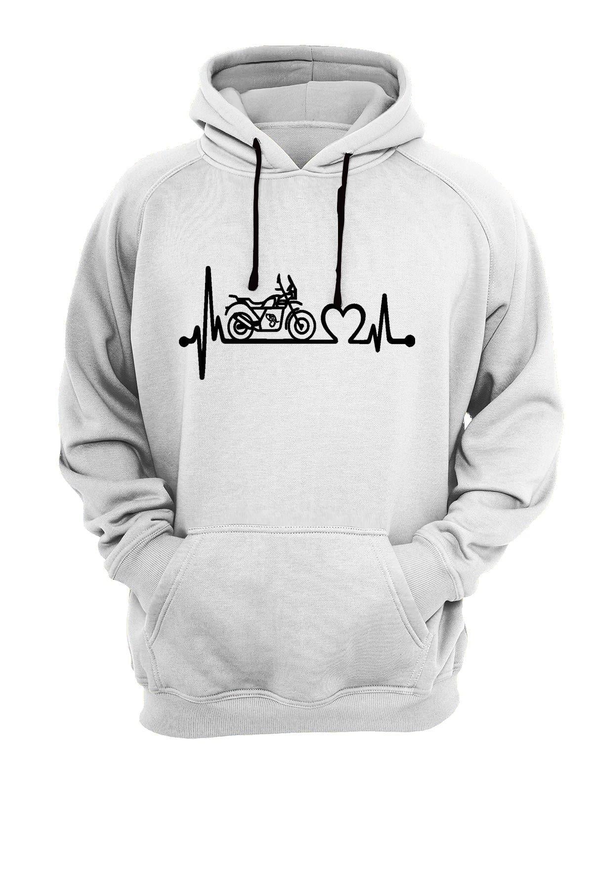 Widi Kalp Motor Baskılı Sweatshirt Beyaz