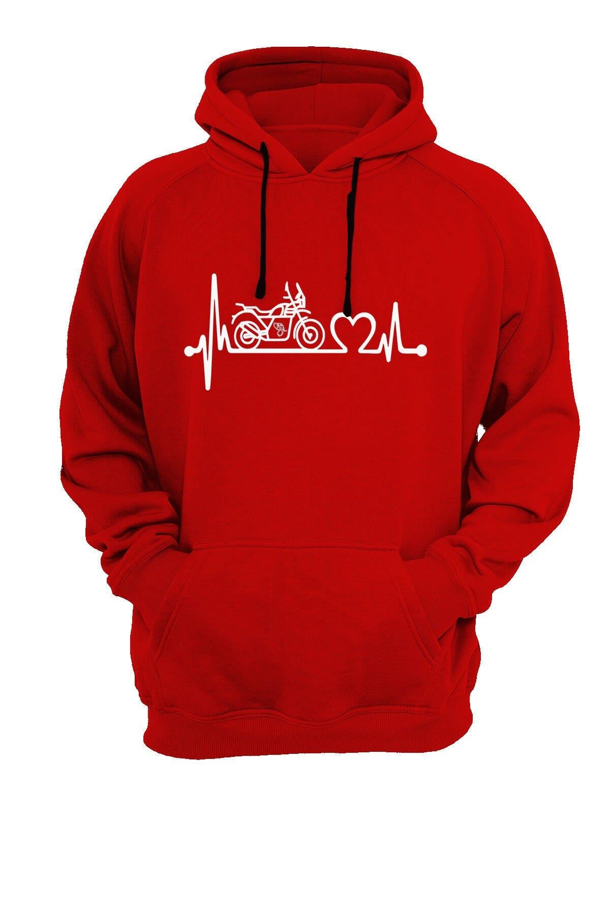 Widi Kalp Motor Baskılı Sweatshirt Kırmızı