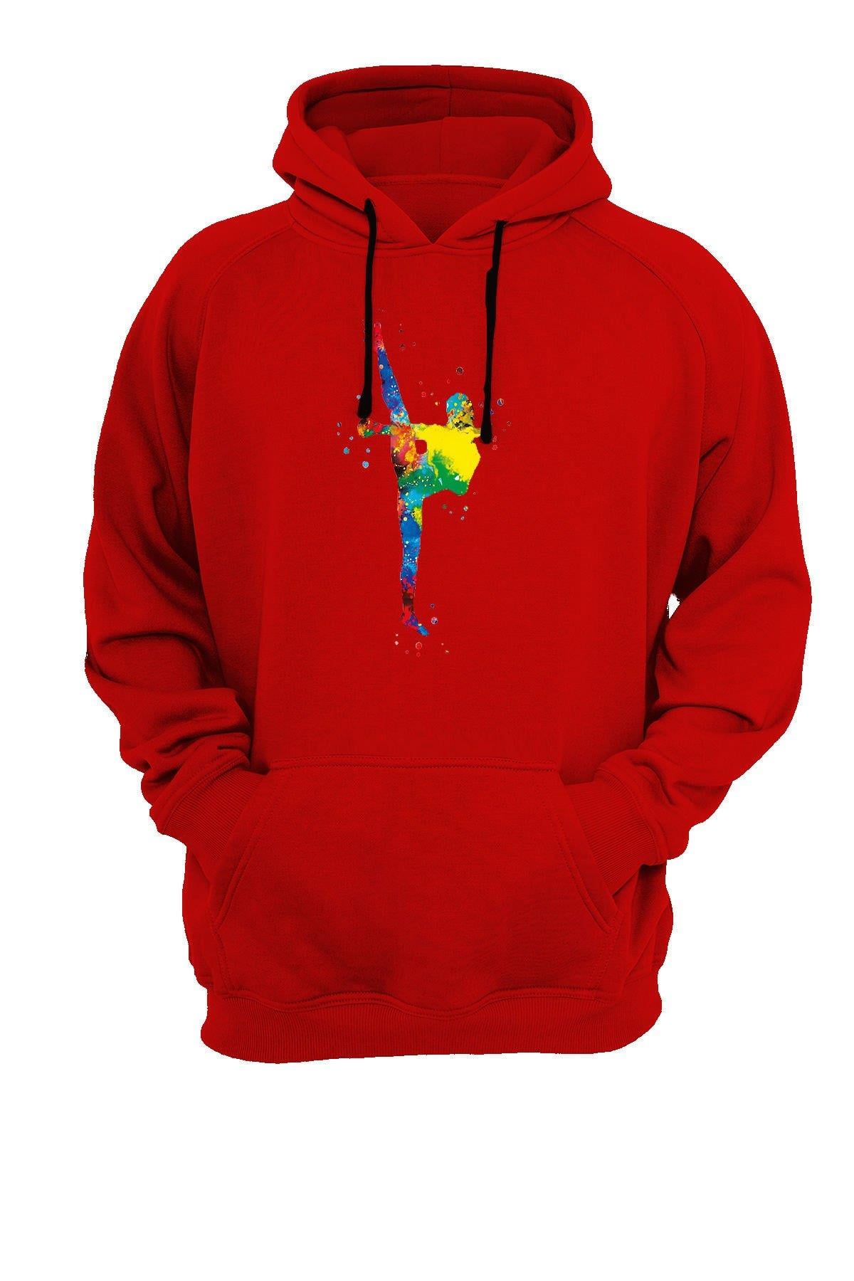 Widi Karate Baskılı Sweatshirt Kırmızı