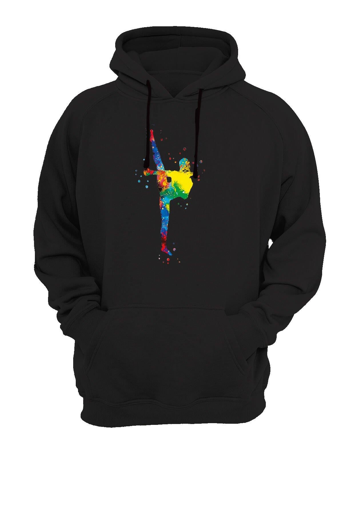 Widi Karate Baskılı Sweatshirt Siyah