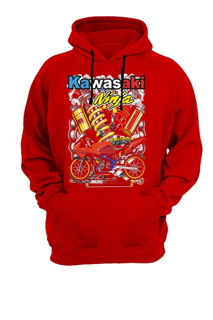 Widi Kawasaki Ninja Baskılı Sweatshirt Kırmızı