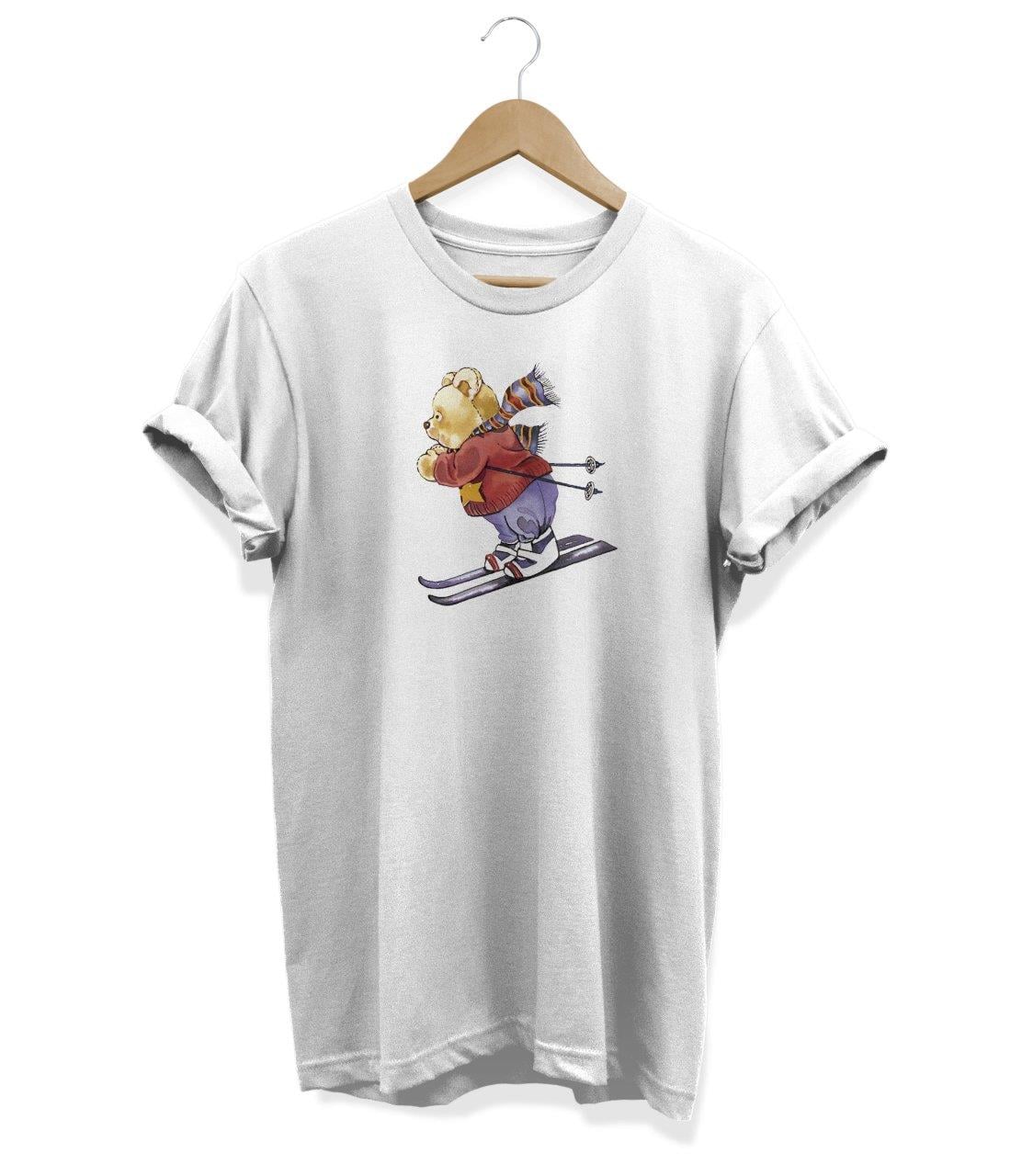 Widi Kaykaylı Ayıcık Baskılı T_Shirt Beyaz