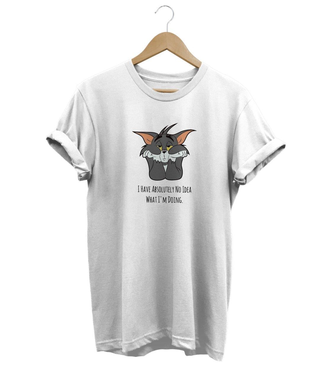Widi Kedi Baskılı T-Shirt Beyaz