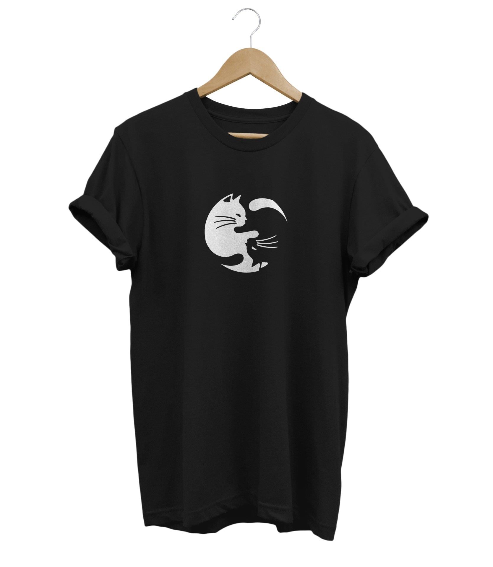 Widi Kedi Baskılı T-Shirt Siyah