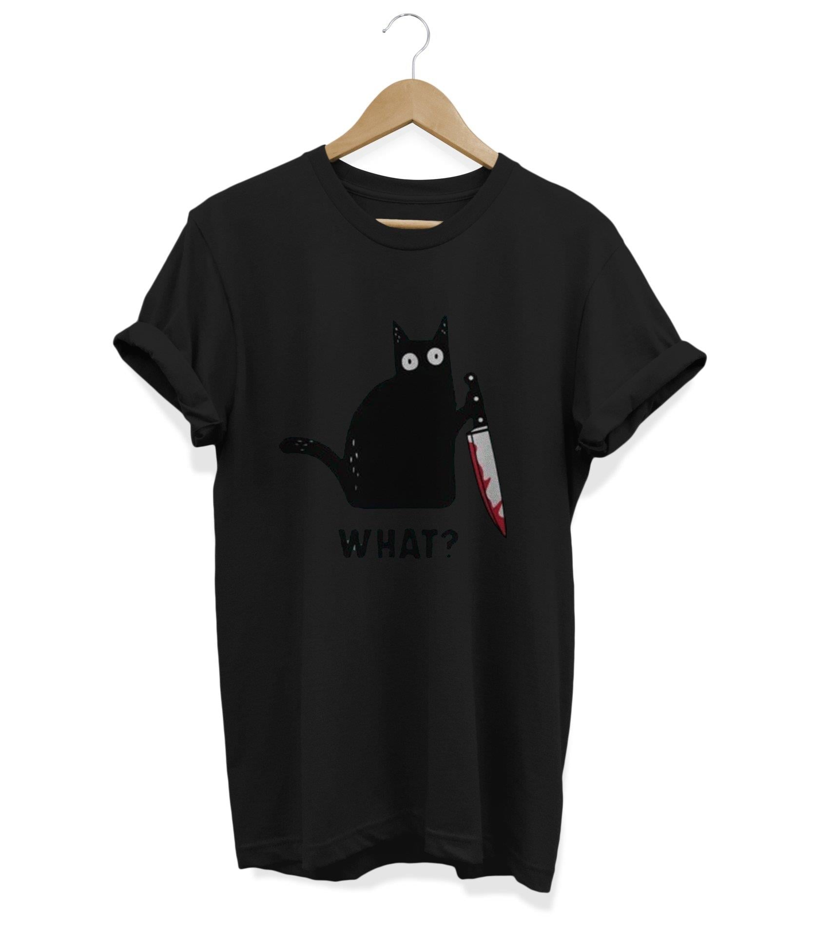 Widi Kedi  Baskılı T-Shirt Siyah
