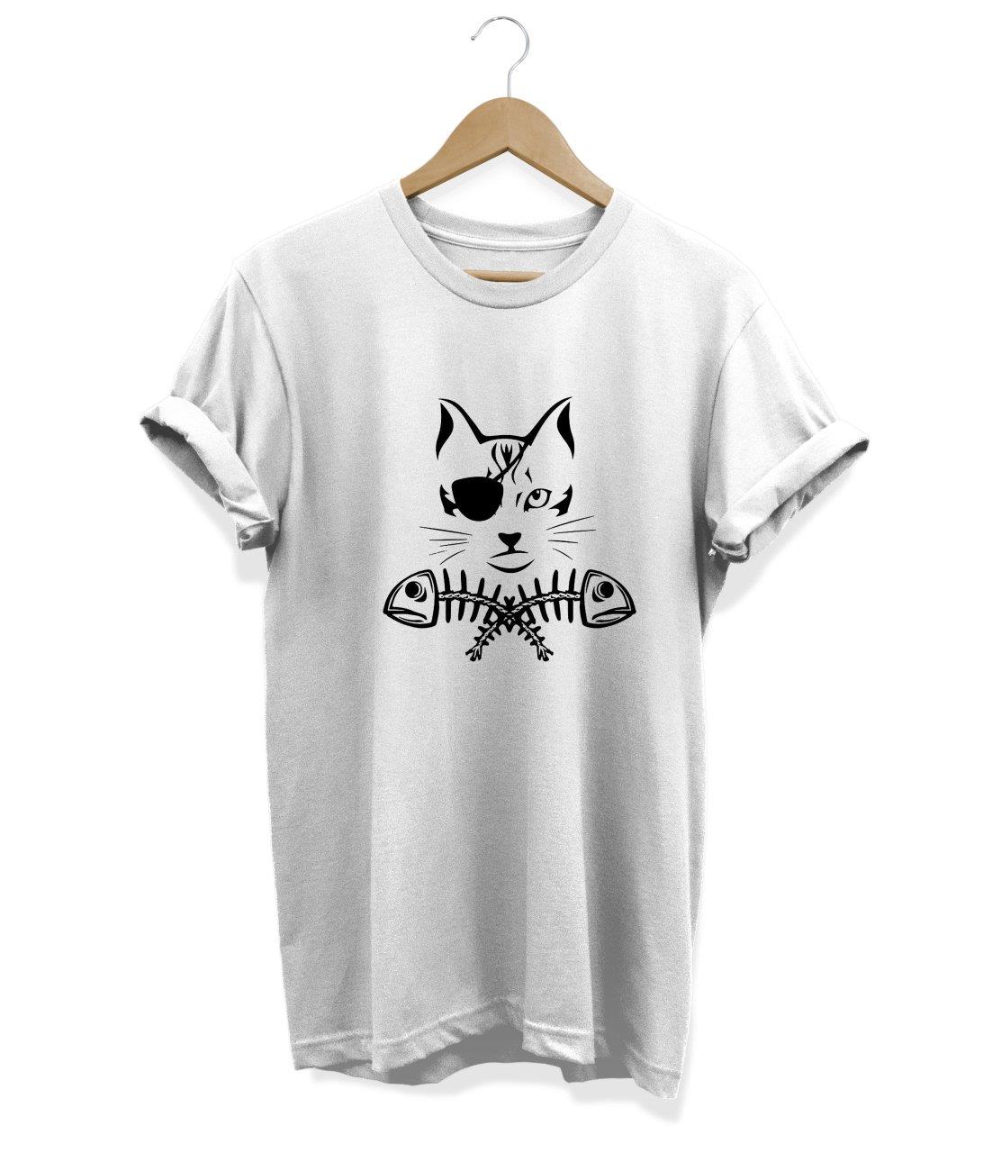 Widi Kedi Baskılı T-Sirt Beyaz