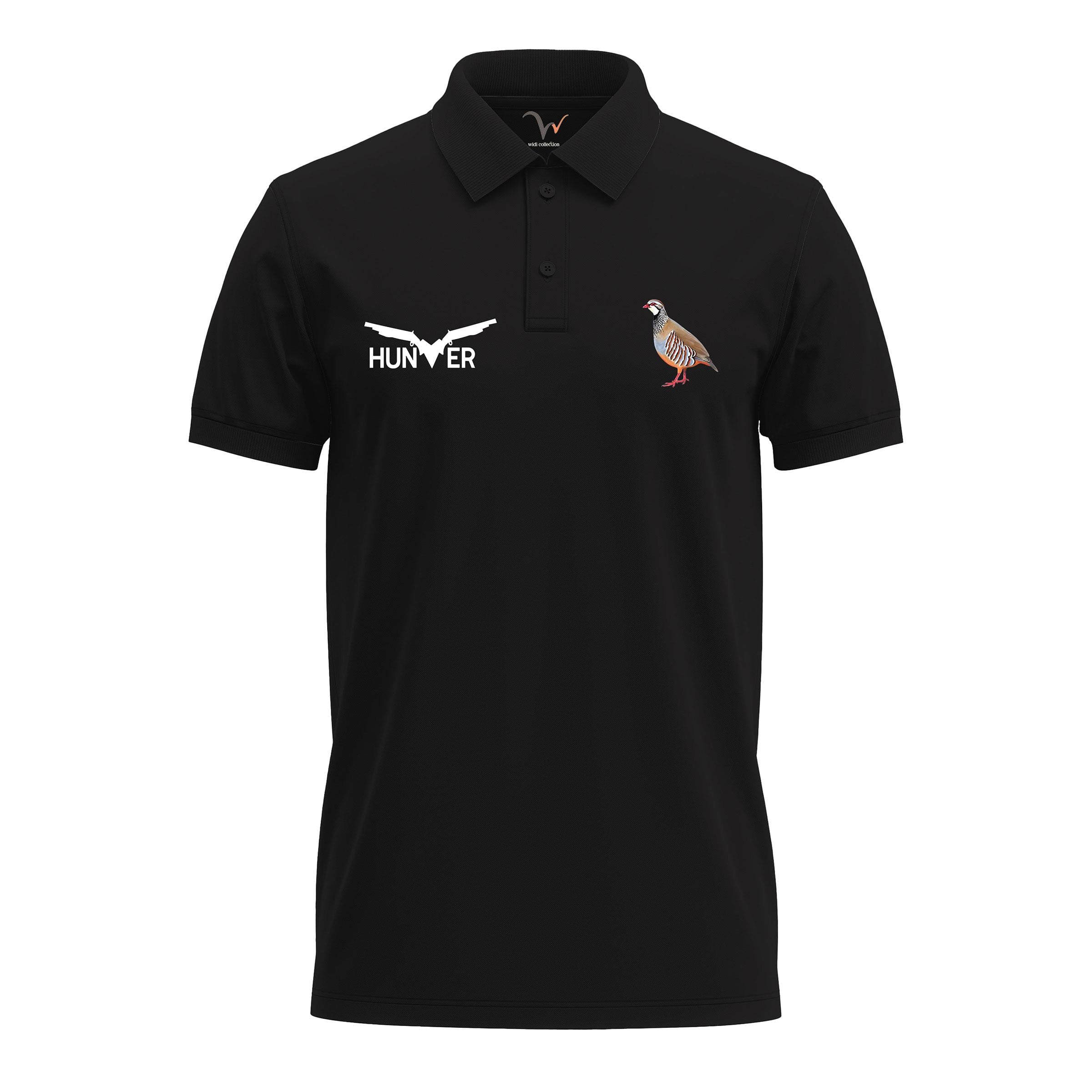 Widi Keklik Desenli Polo Yaka T-Shirt Siyah