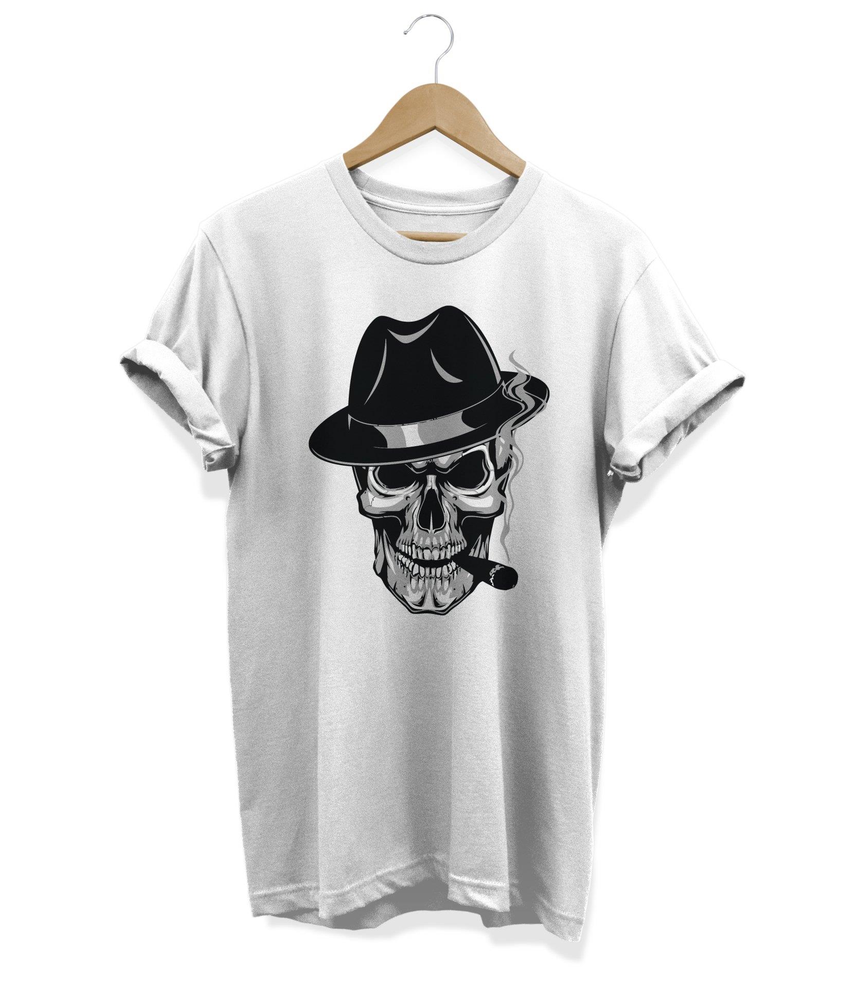 Widi Kurukafa Baskılı T-Shirt Beyaz