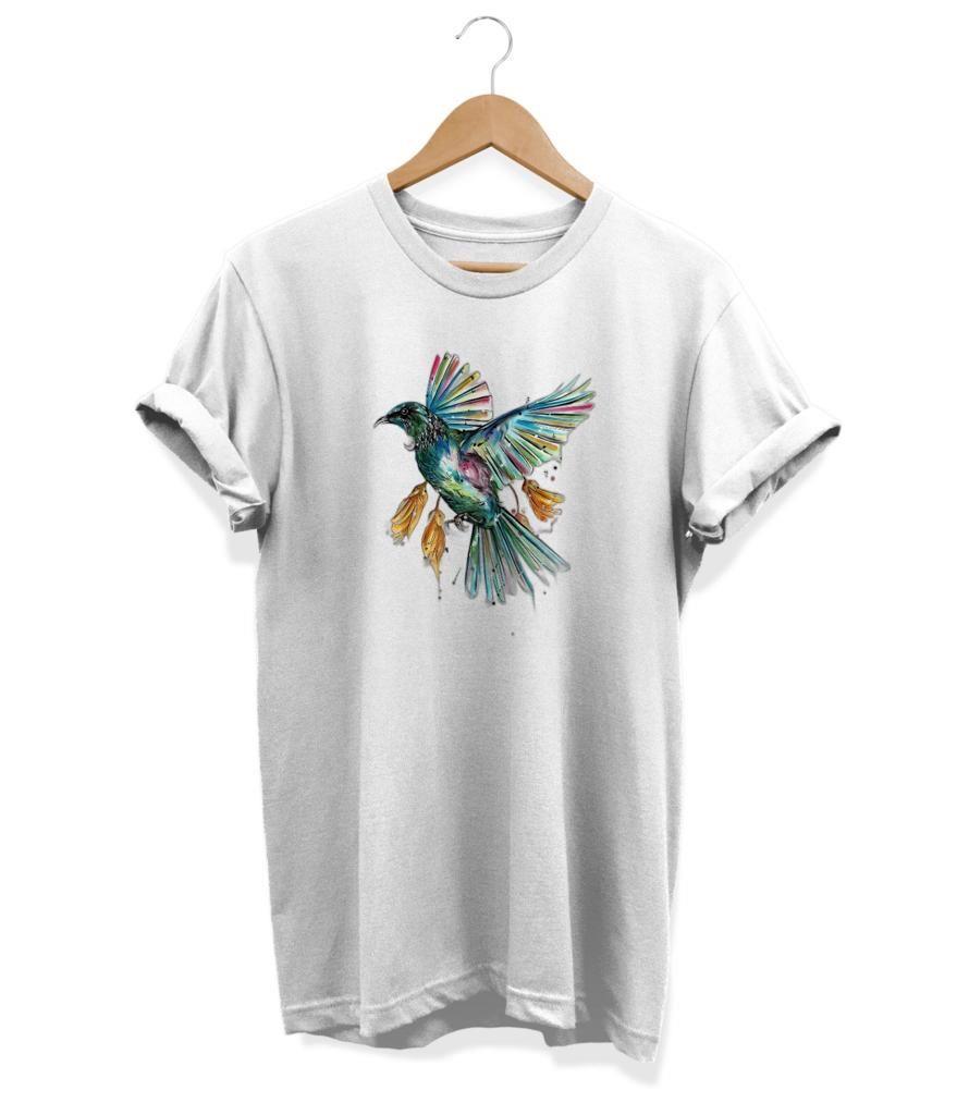 Widi Kuş Baskılı T-Shirt Beyaz