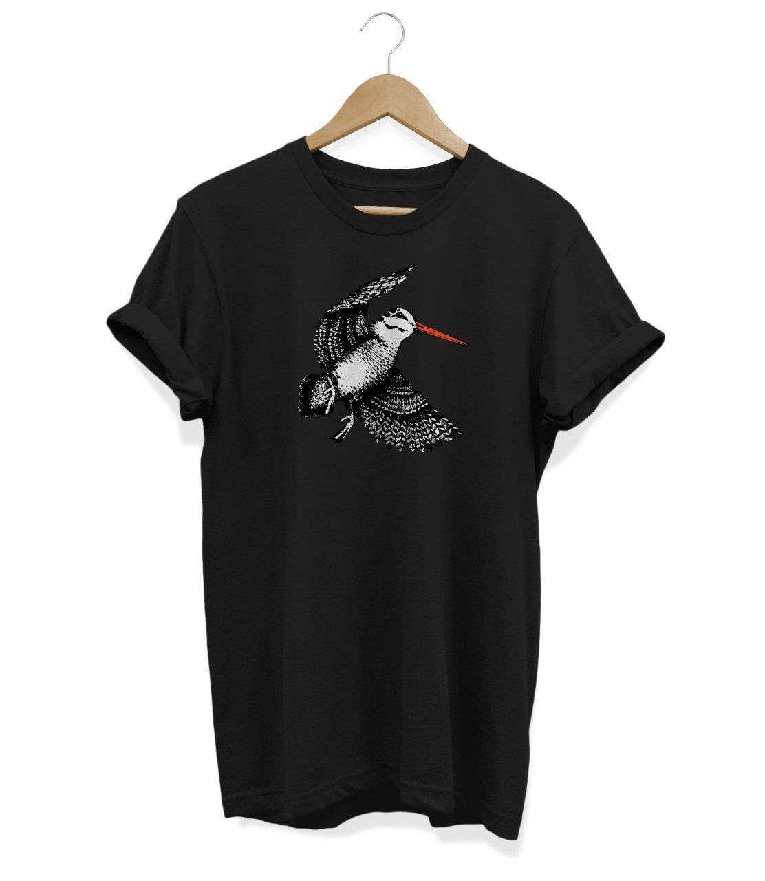 Widi Kuş Baskılı T-Shirt Siyah