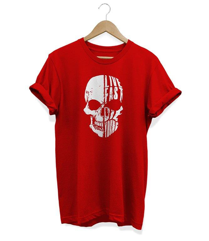 Widi Live Fast Baskılı T-Shirt Kırmızı
