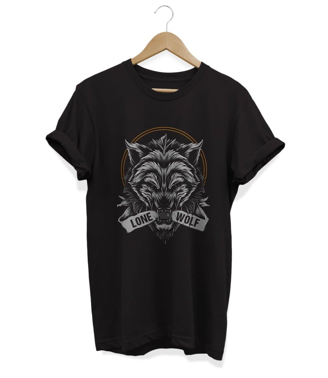 Widi Lone Wolf Baskılı T-Shirt Siyah