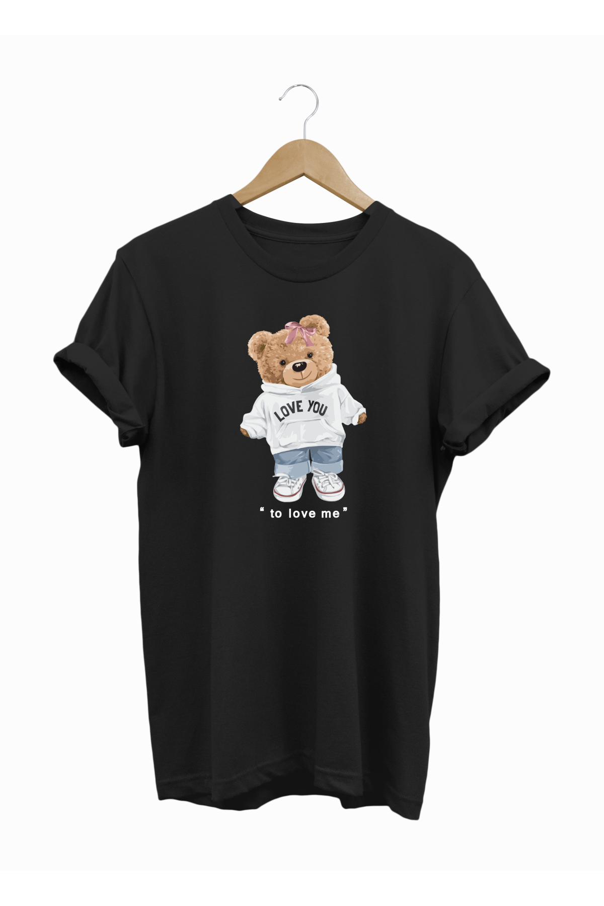 Widi Love You Baskılı T-Shirt Siyah