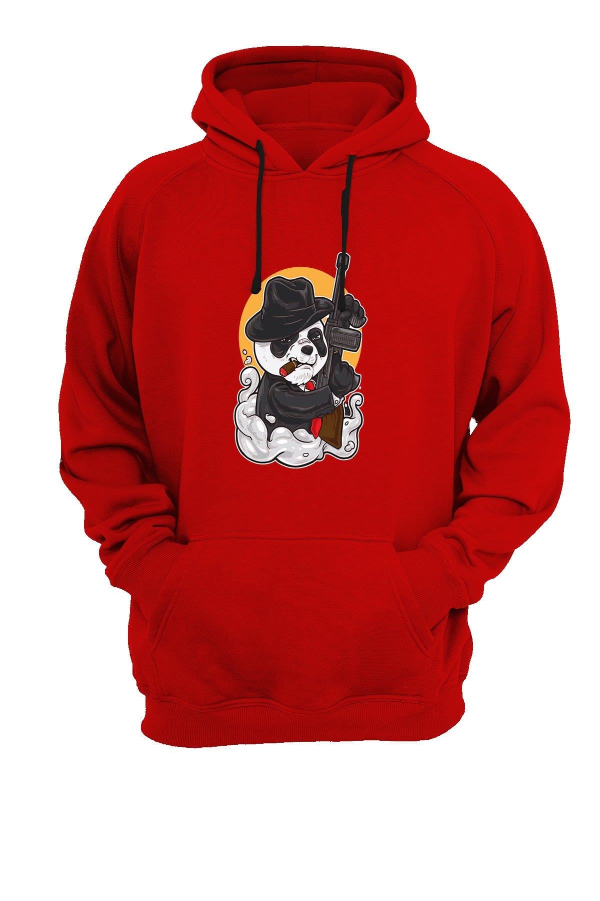 Widi Mafya Panda Baskılı Sweatshirt Kırmızı