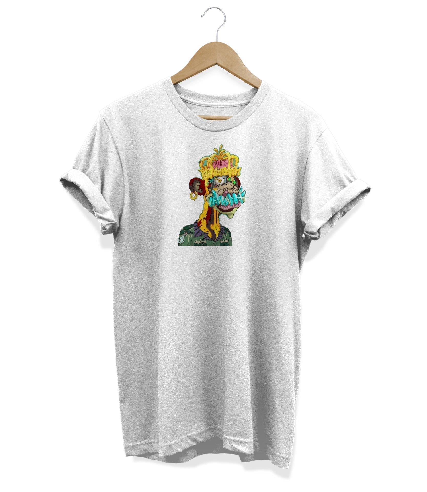 Widi Maymun Baskılı T-Shirt Beyaz