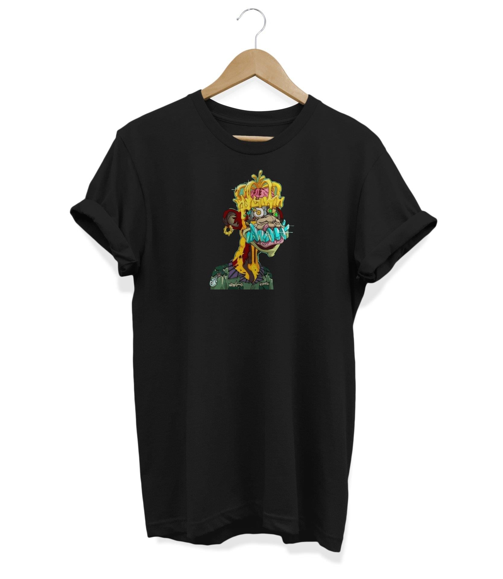 Widi Maymun Baskılı T-Shirt Siyah