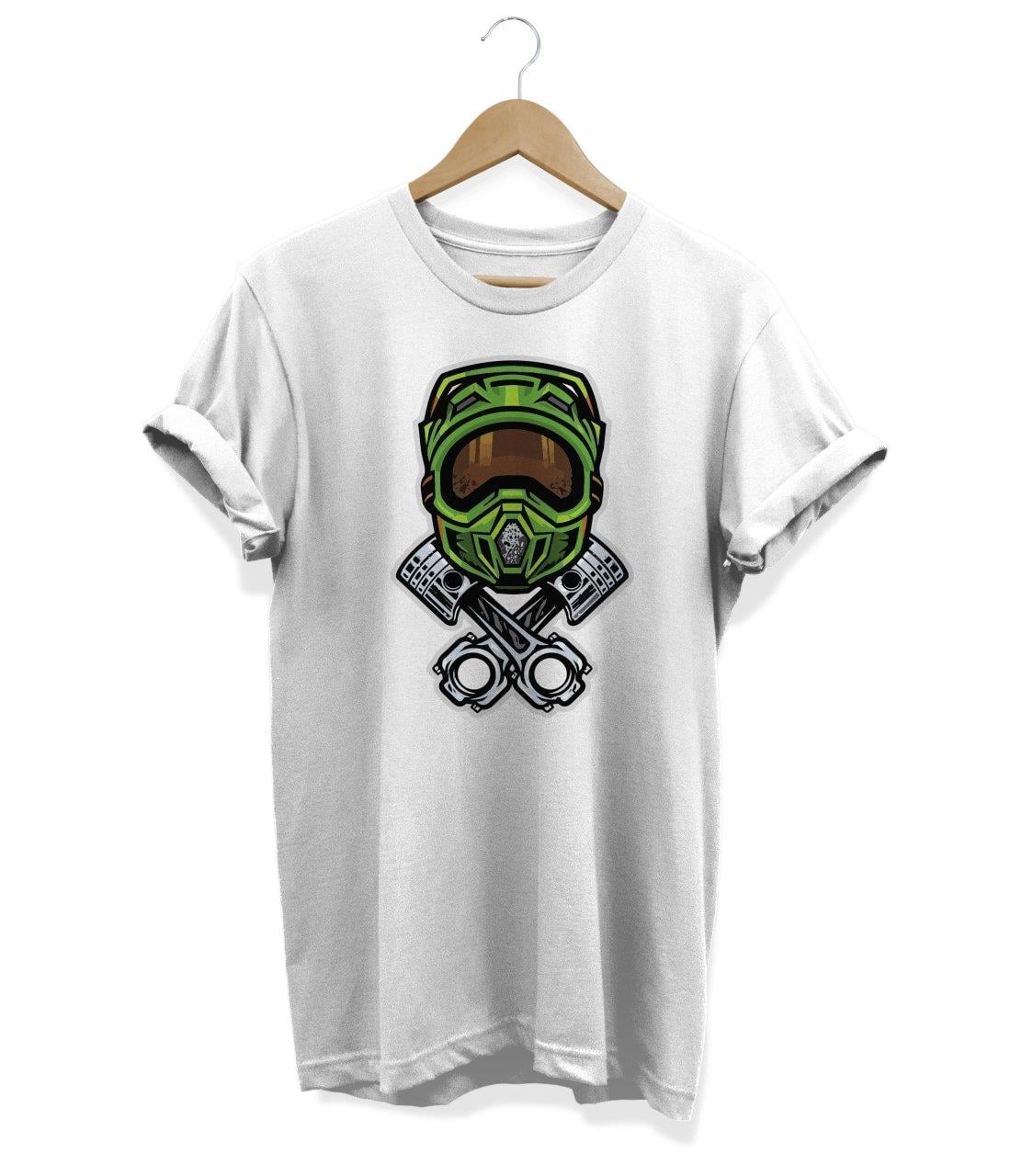 Widi Motocross Baskılı T_Shirt Beyaz