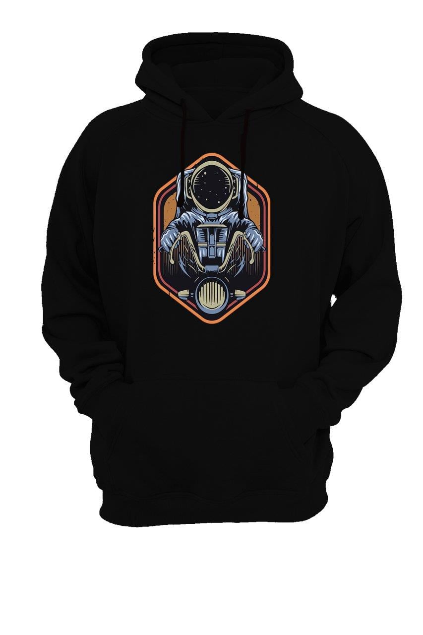 Widi Motor Baskılı Kapüşonlu Sweatshrt Siyah