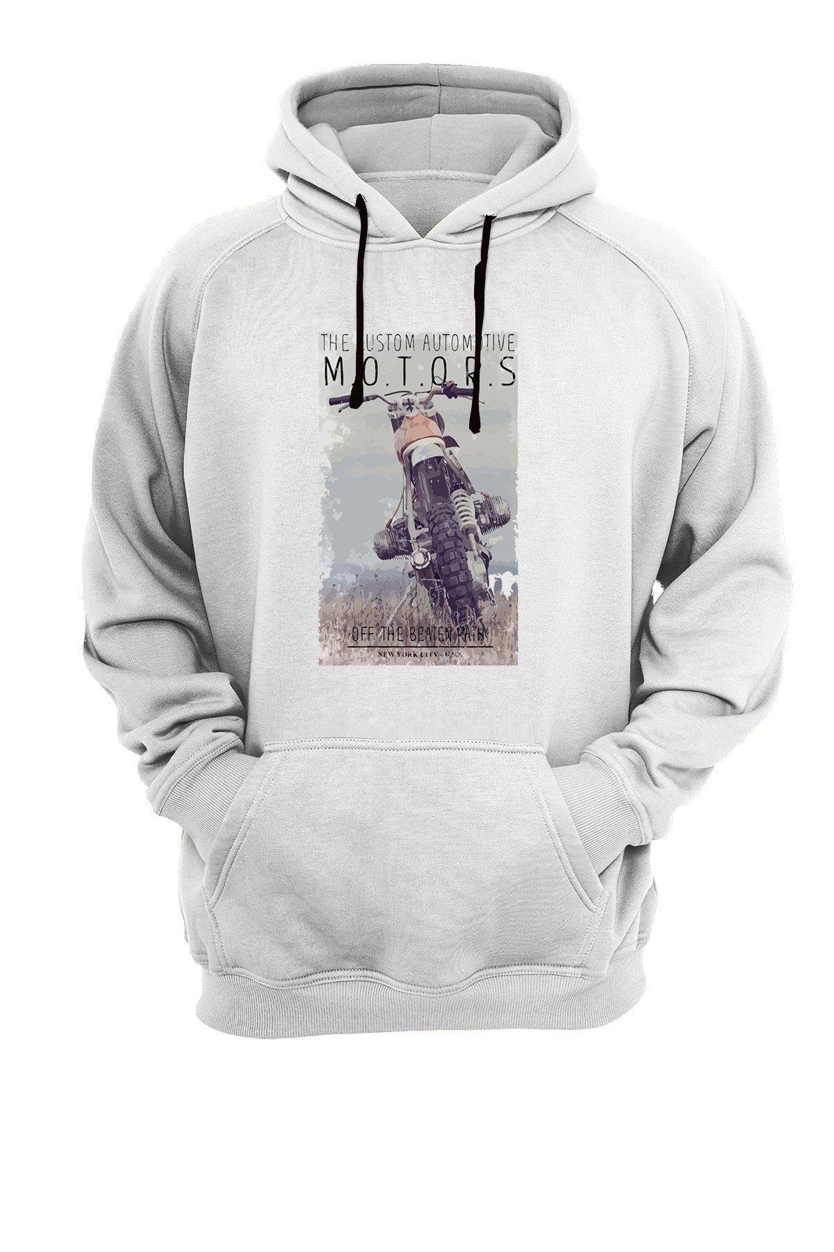 Widi Motor Baskılı Sweatshirt Beyaz