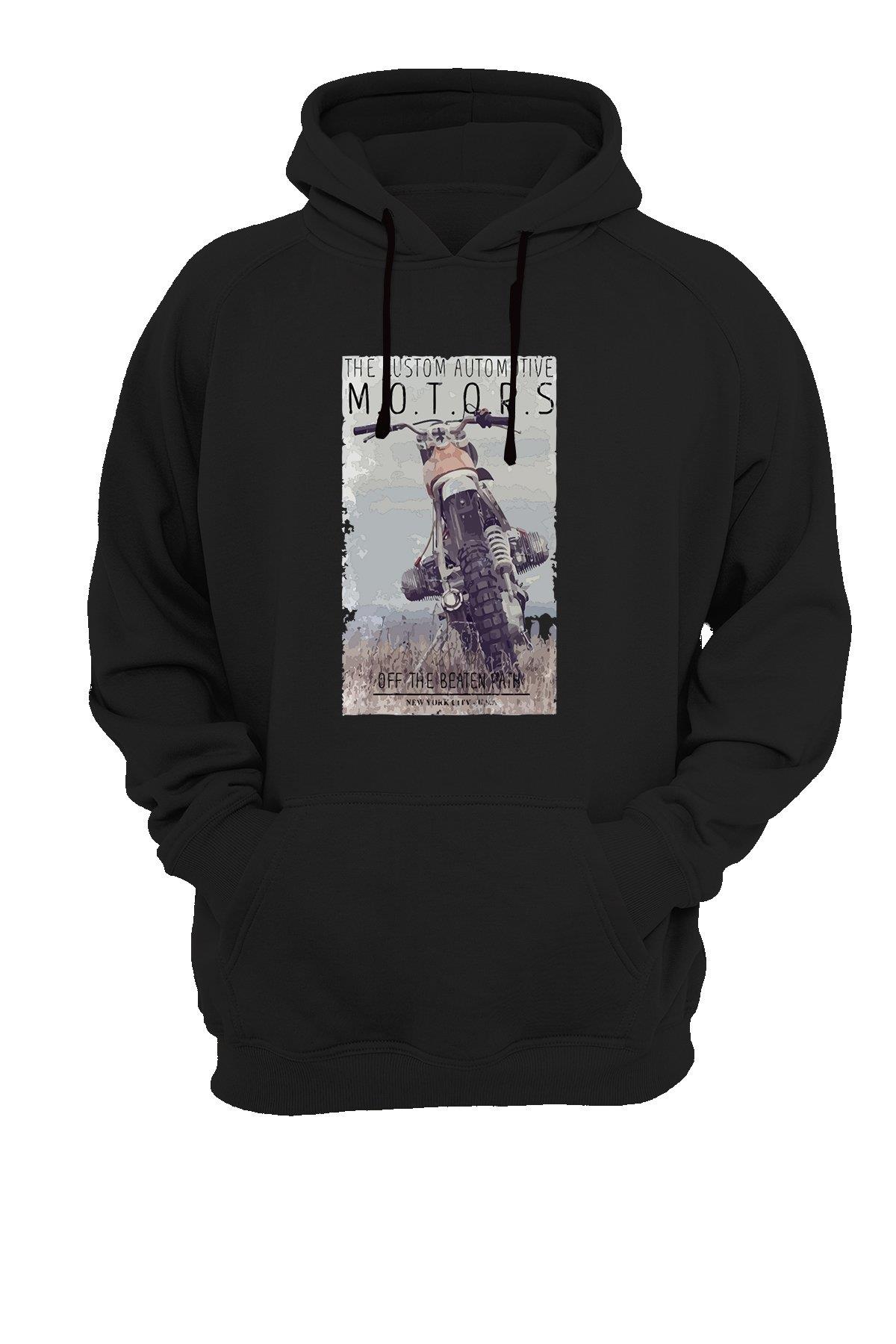 Widi Motor Baskılı Sweatshirt Siyah