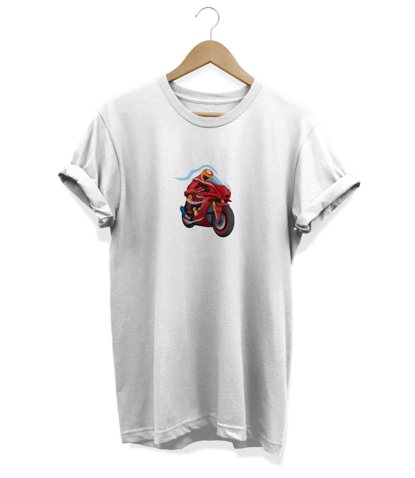 Widi Motor Baskılı T-Shirt Beyaz