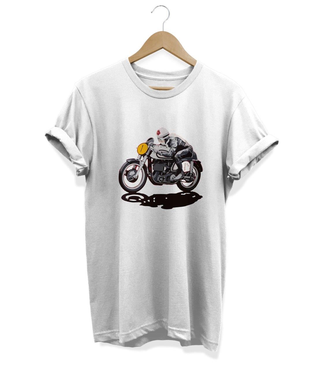 Widi Motor Baskılı T_Shirt Beyaz