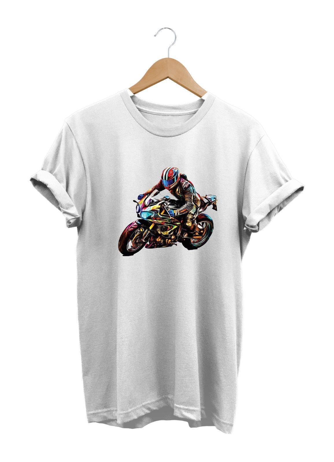 Widi Motor Baskılı T-Shirt Beyaz