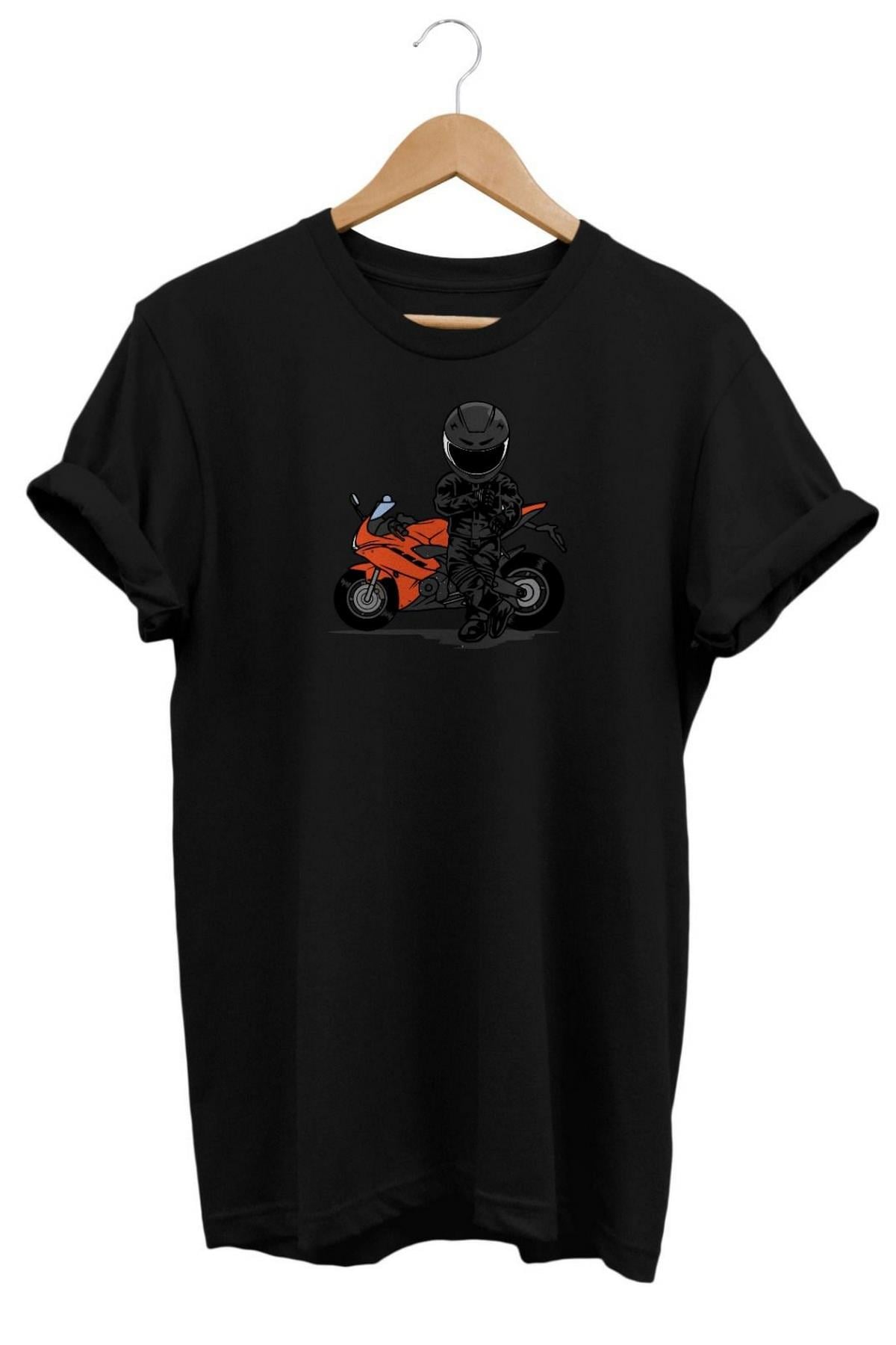 Widi Motor Baskılı T_Shirt Siyah