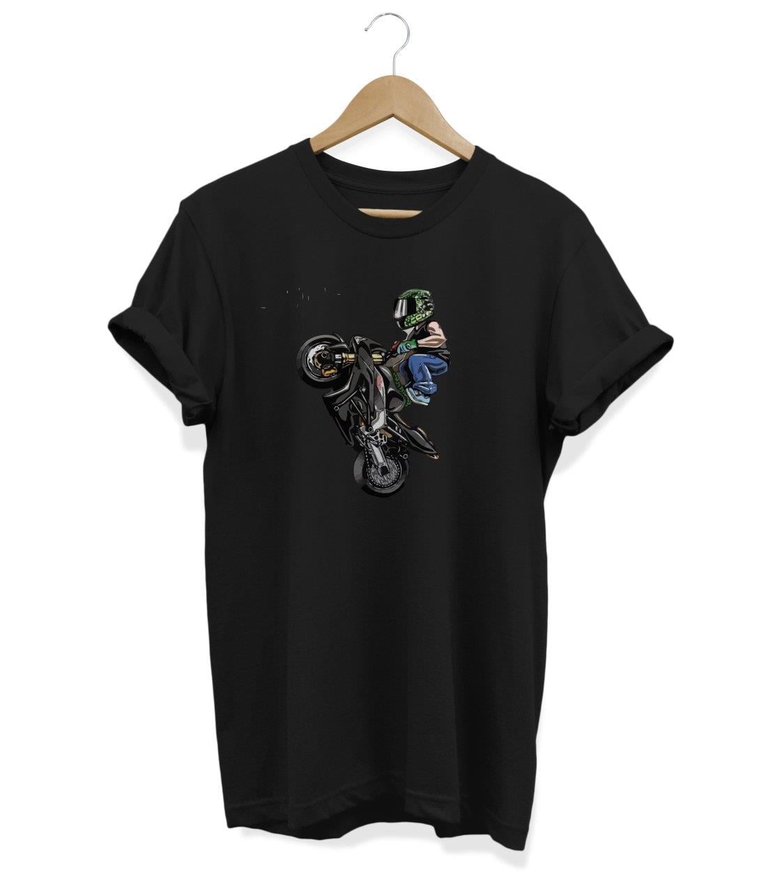 Widi Motor Baskılı T-Shirt Siyah