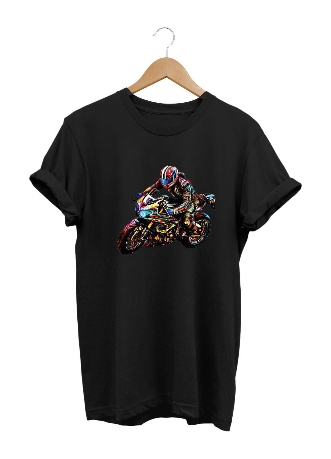 Widi Motor Baskılı T-Shirt Siyah