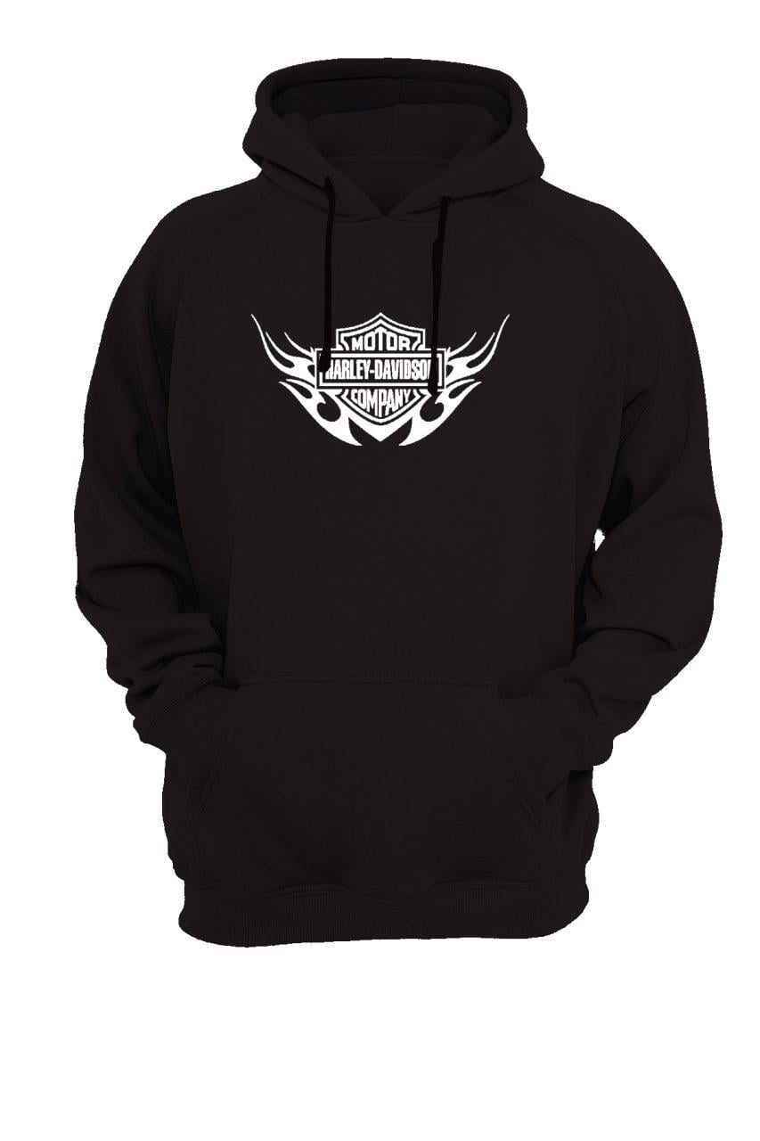Widi Motor Harley Davidson Beyaz Baskılı Sweatshirt Siyah